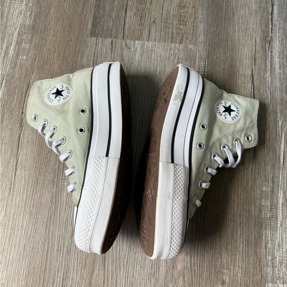 Converse All Star Platform Sneakers High Tops Sage Green White Size 6 Chucks - Picture 13 of 16